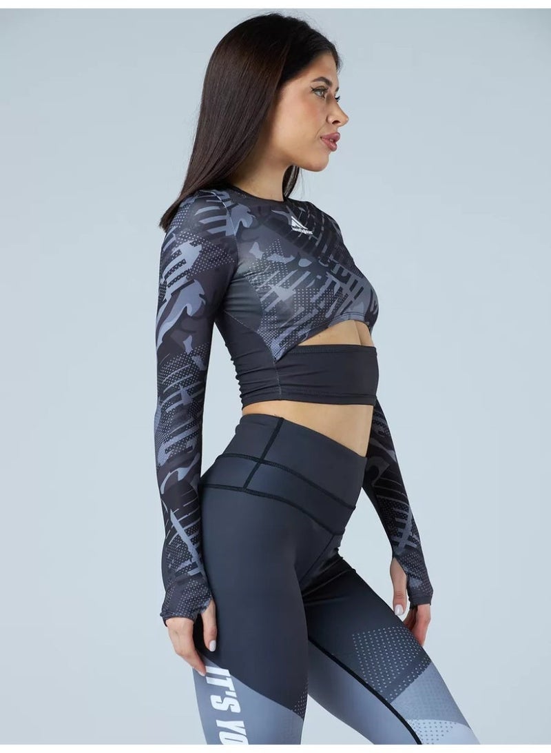 IAMFIGHTER Women’s Long Sleeve Crop Top – Compression Training Top for Gym, Yoga, MMA & Fitness - Image 3
